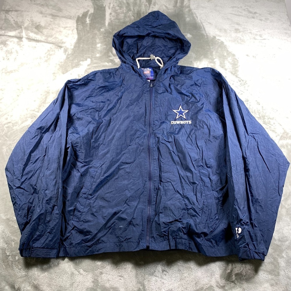 Vintage Dallas Cowboys Jacket Men XL Pro Player Hood Windbreaker Full Zip‎ NFL